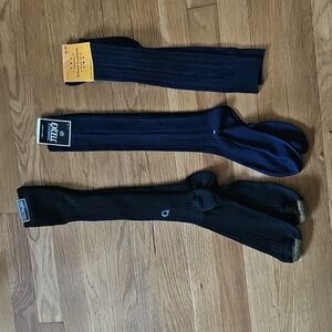 Bundle of 3 Pair Blue & Black Knee High Women's Socks Shoe Size 9-11 NWT